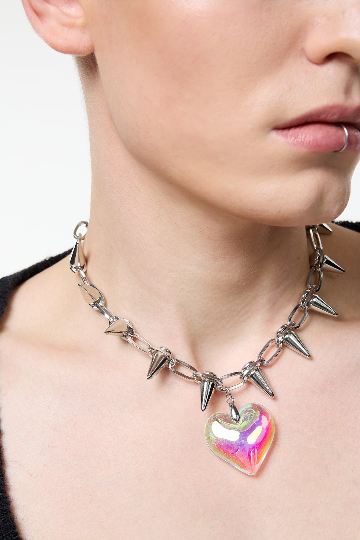 Chrome Discipline Heart Necklace