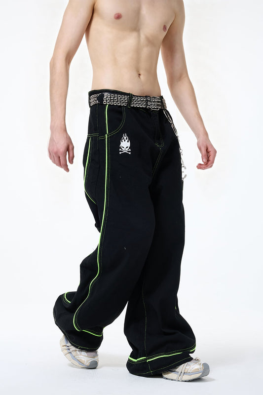 Clean Pathway Embroidery Barrel Pants