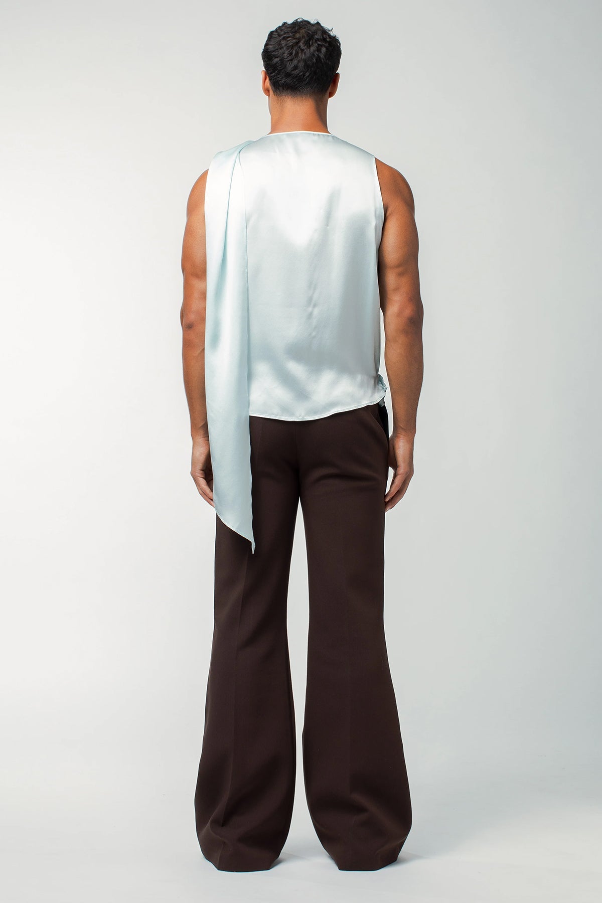 Coal Sheet Ruched Silk Top