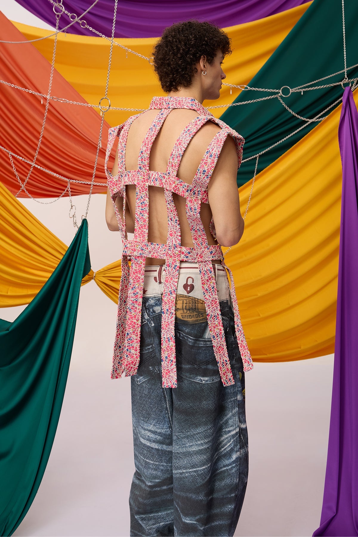 Color Surge Cutout Embroidery Sleeveless Top