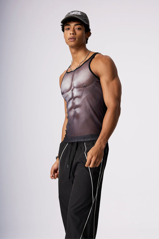 Cool Drift Muscle Print Sleeveless Top