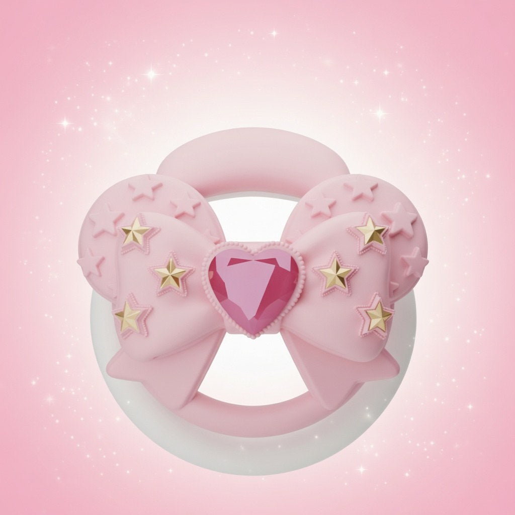 Cute Pink Bow Heart Gem Lockable Chastity Cage – Ultra Mini Lock Core, Discreet Kawaii Silicone Chastity Device