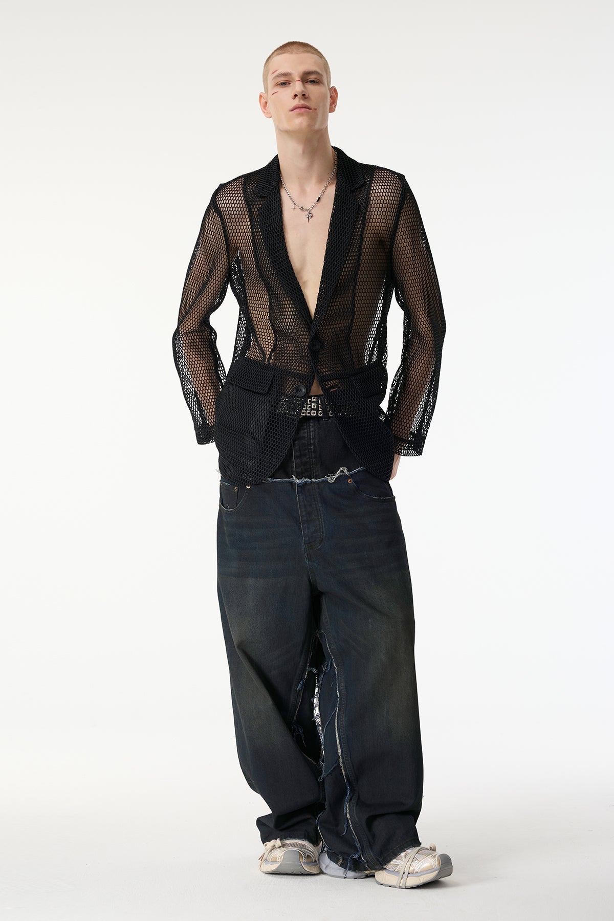 Deep Veil Long Sleeve Cutout Jacket