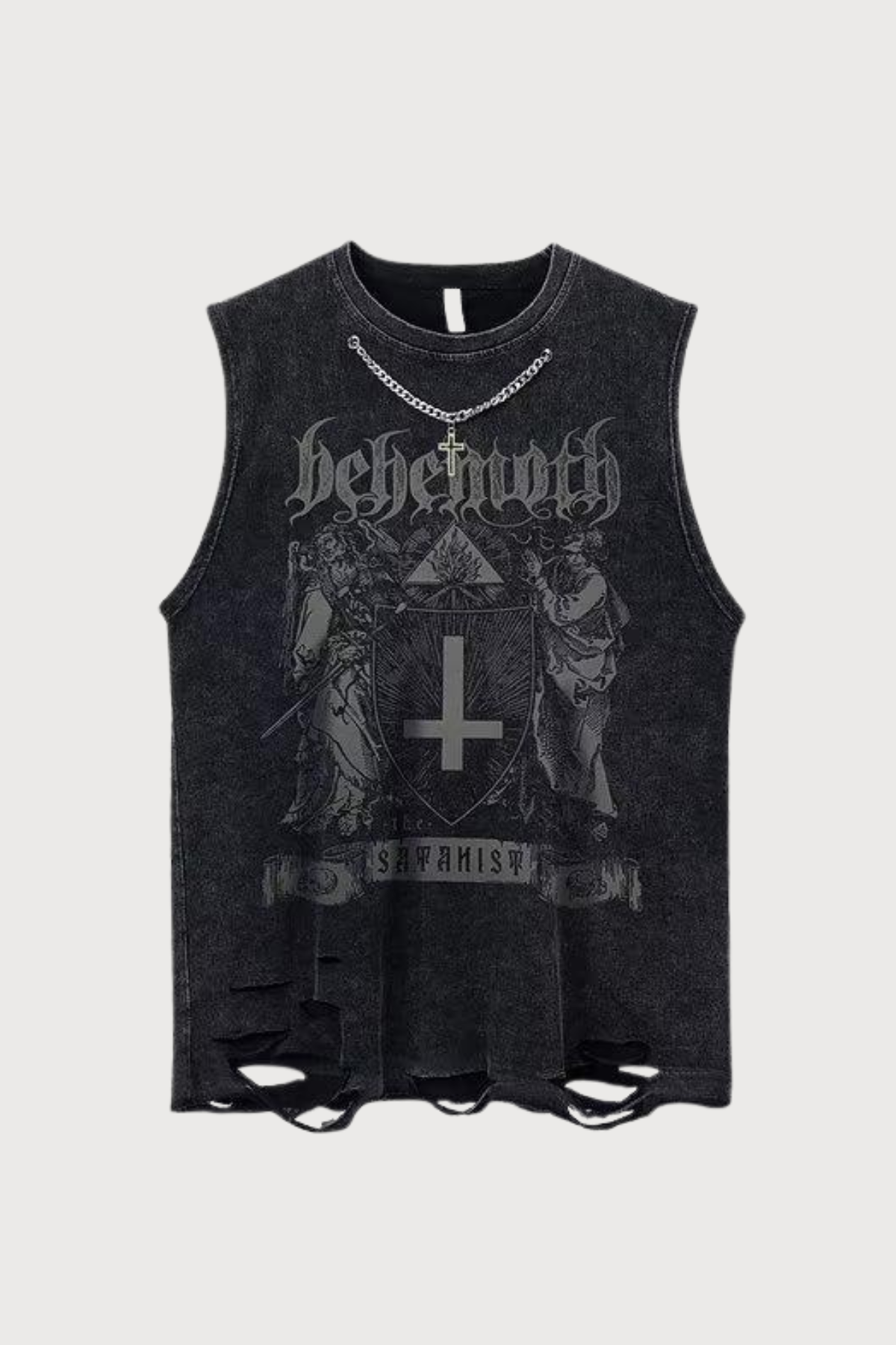 Deep Code Print Sleeveless Top
