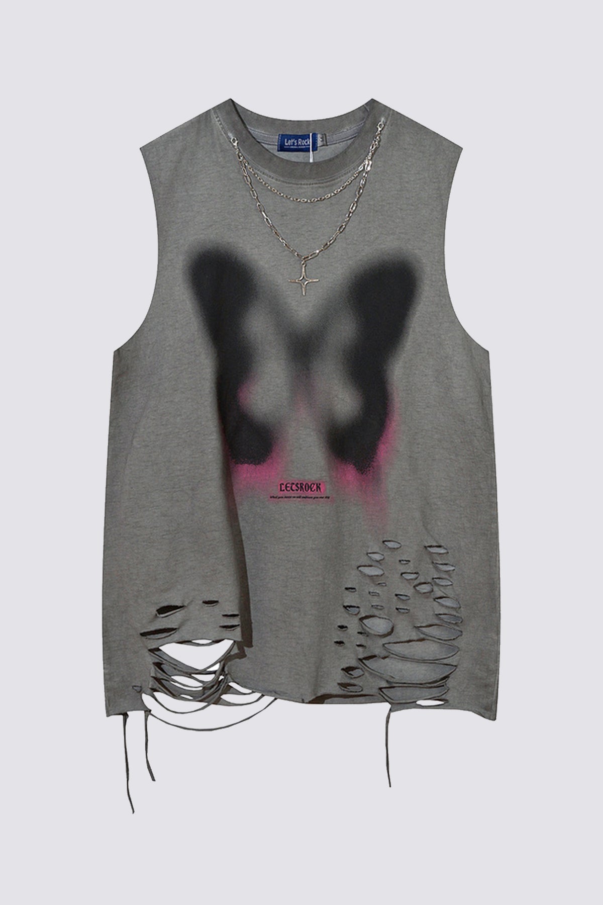Dry Stroke Butterfly Sleeveless Top Grey