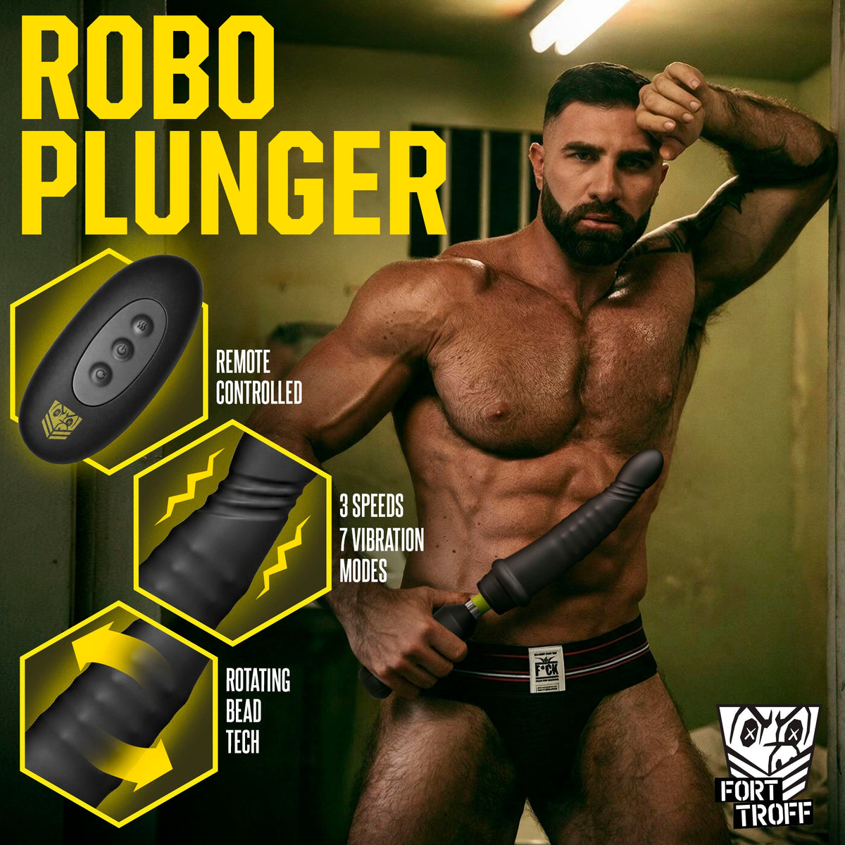 Robo Plunger Rotating Bead Depth Dildo with Remote