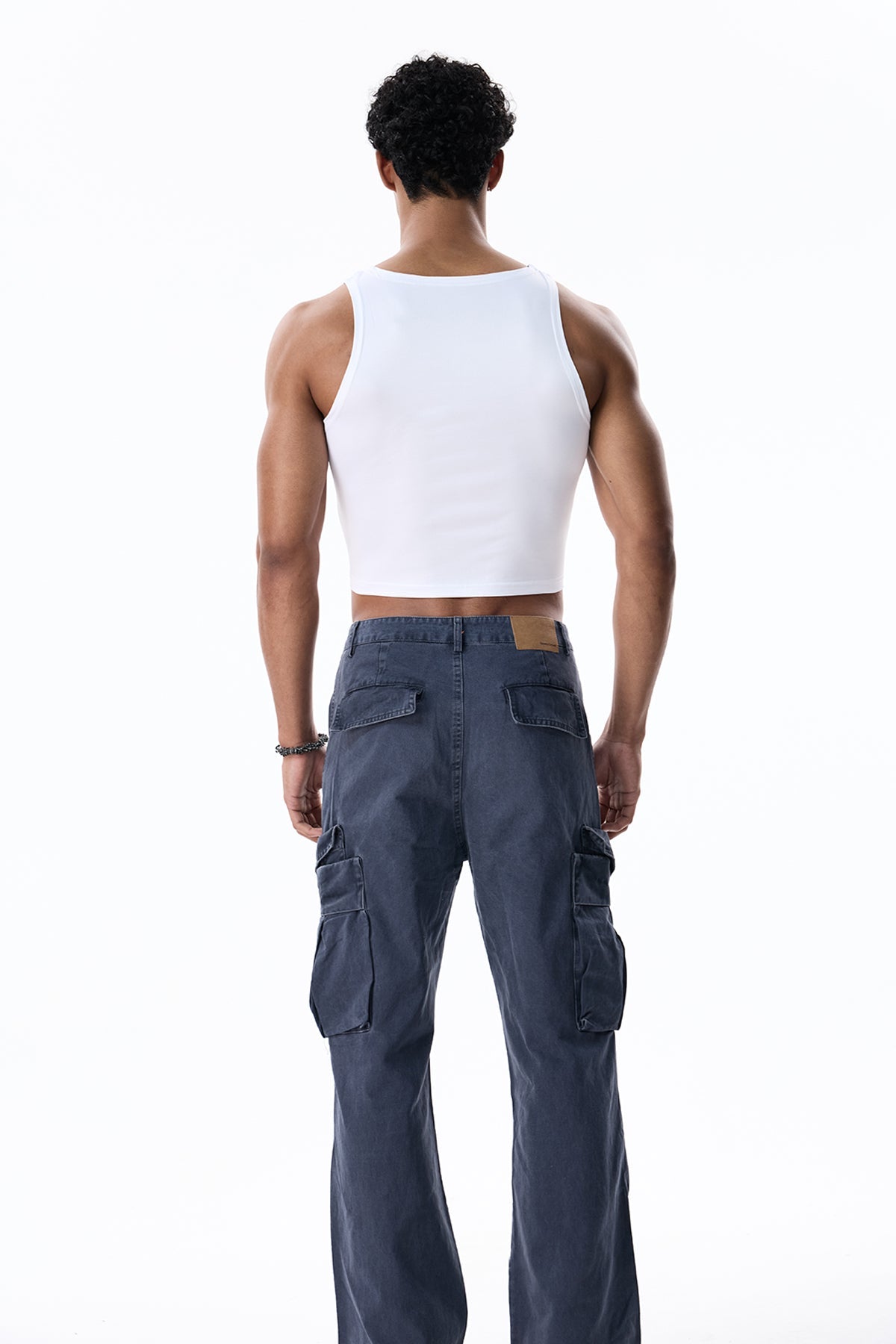 Faint Pattern Crop Sleeveless Top Blue