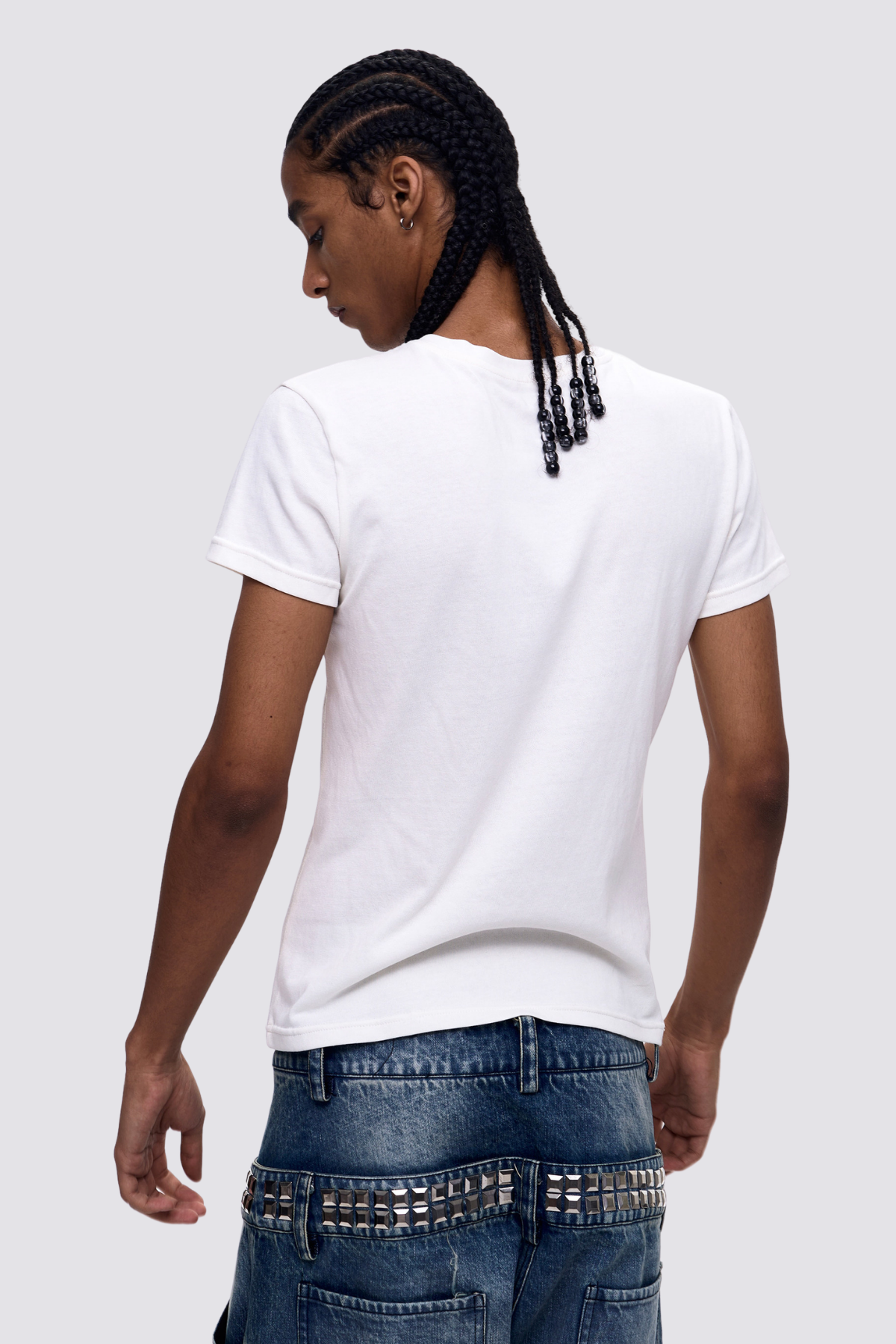 Faint Tone Print Button T-Shirt
