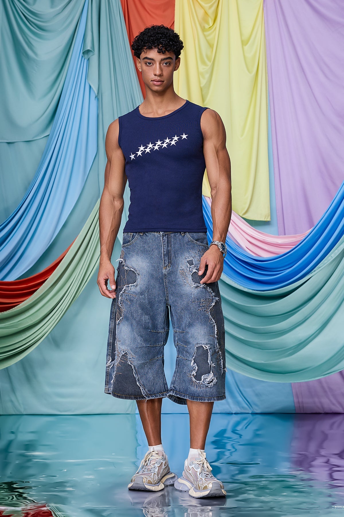 Feral Flux Star Embroidered Tank Top
