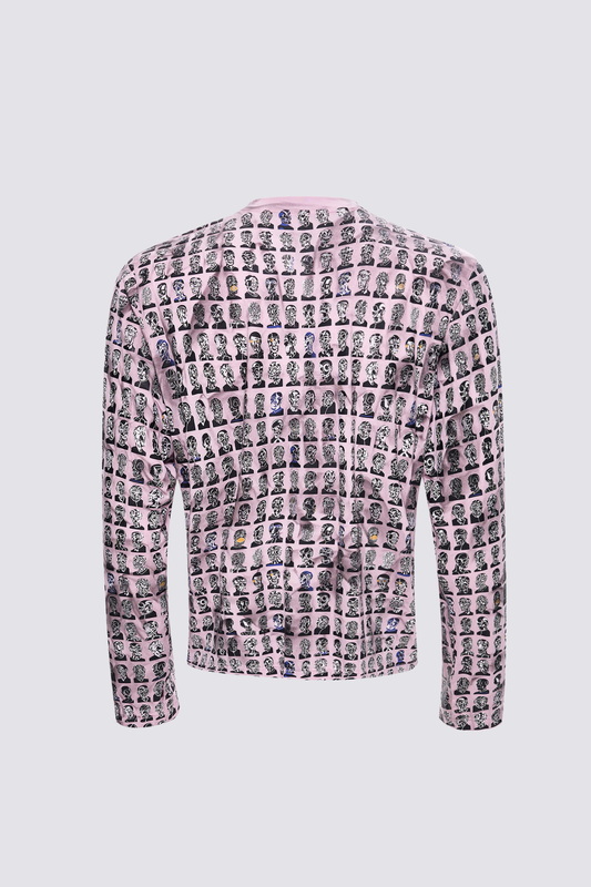 Flat Symbol Long Sleeve Print Top Pink
