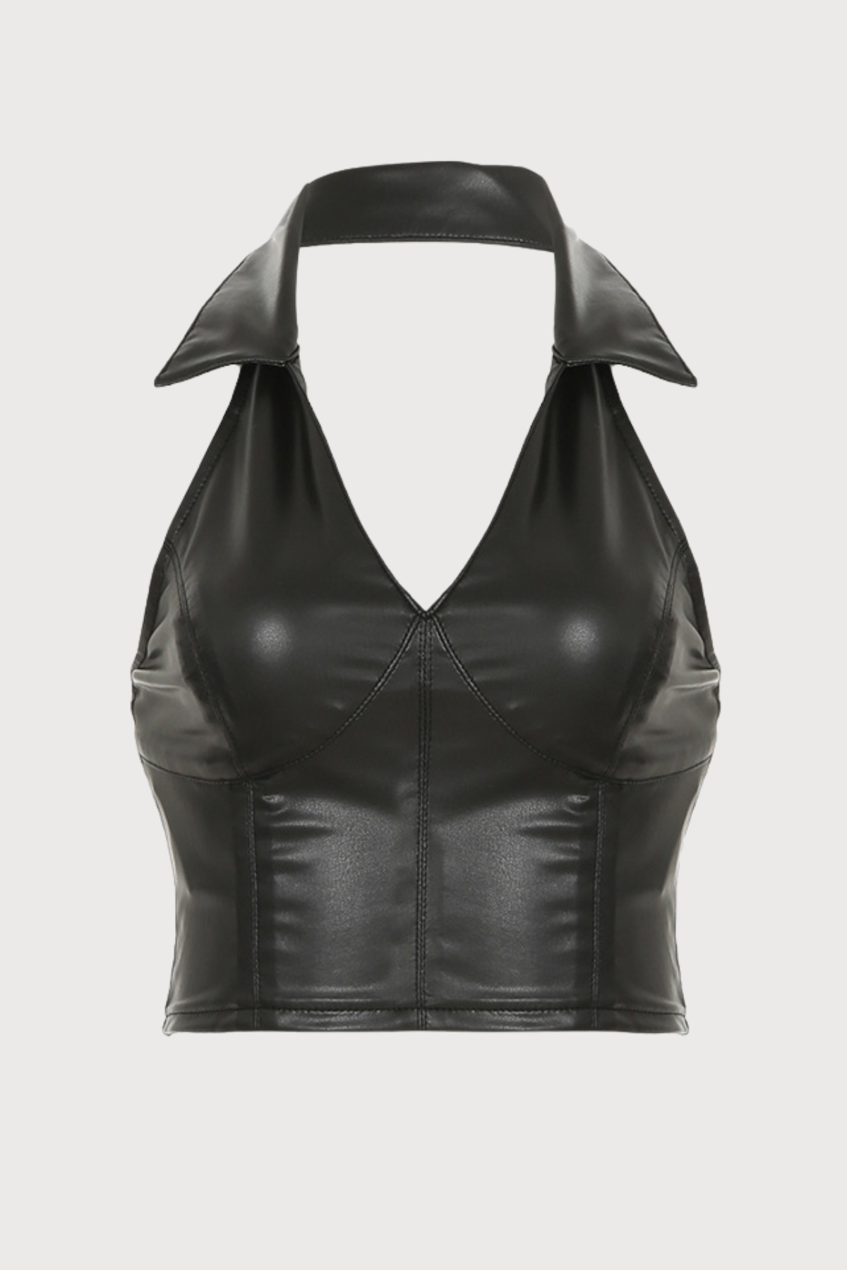 Flex Cut Leather V Neck Crop Top
