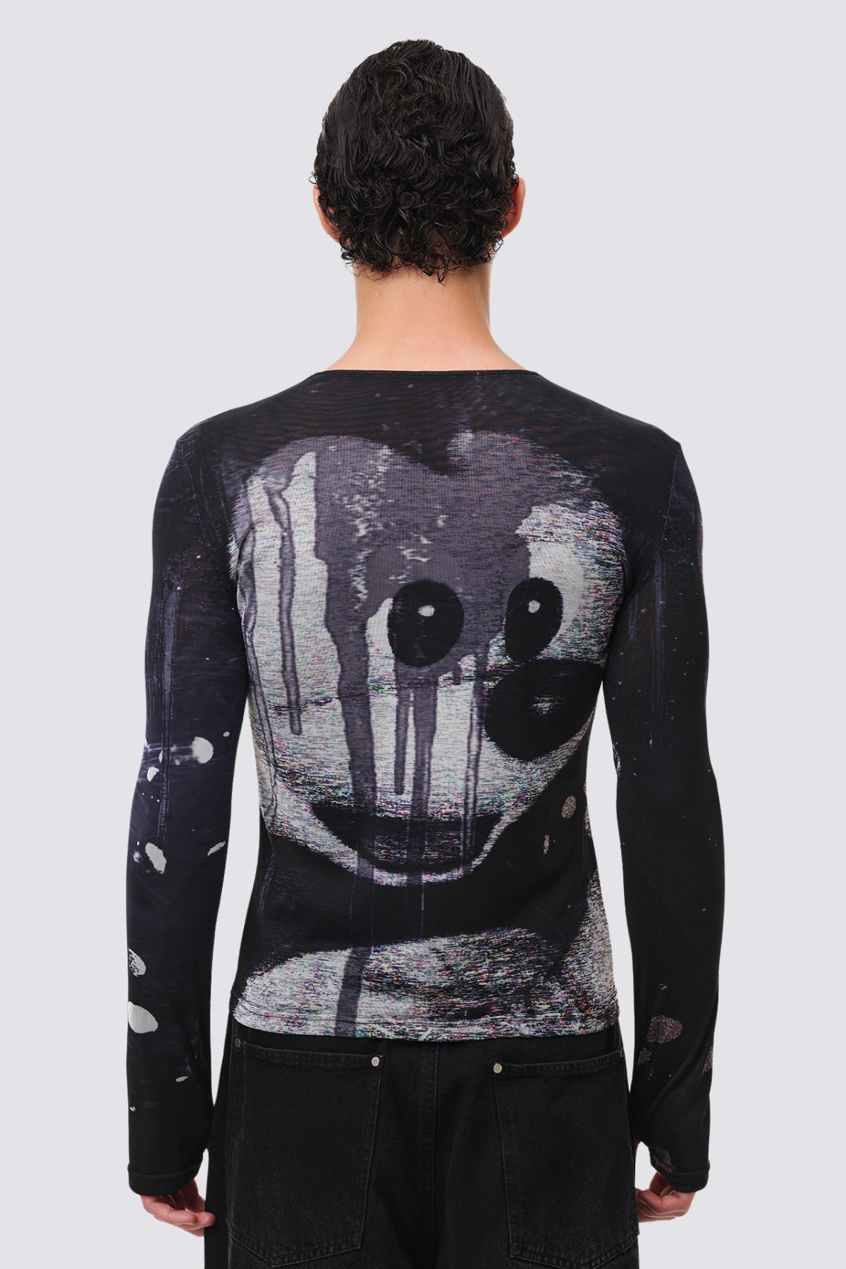 Ghost Mark Long Sleeve Print Top