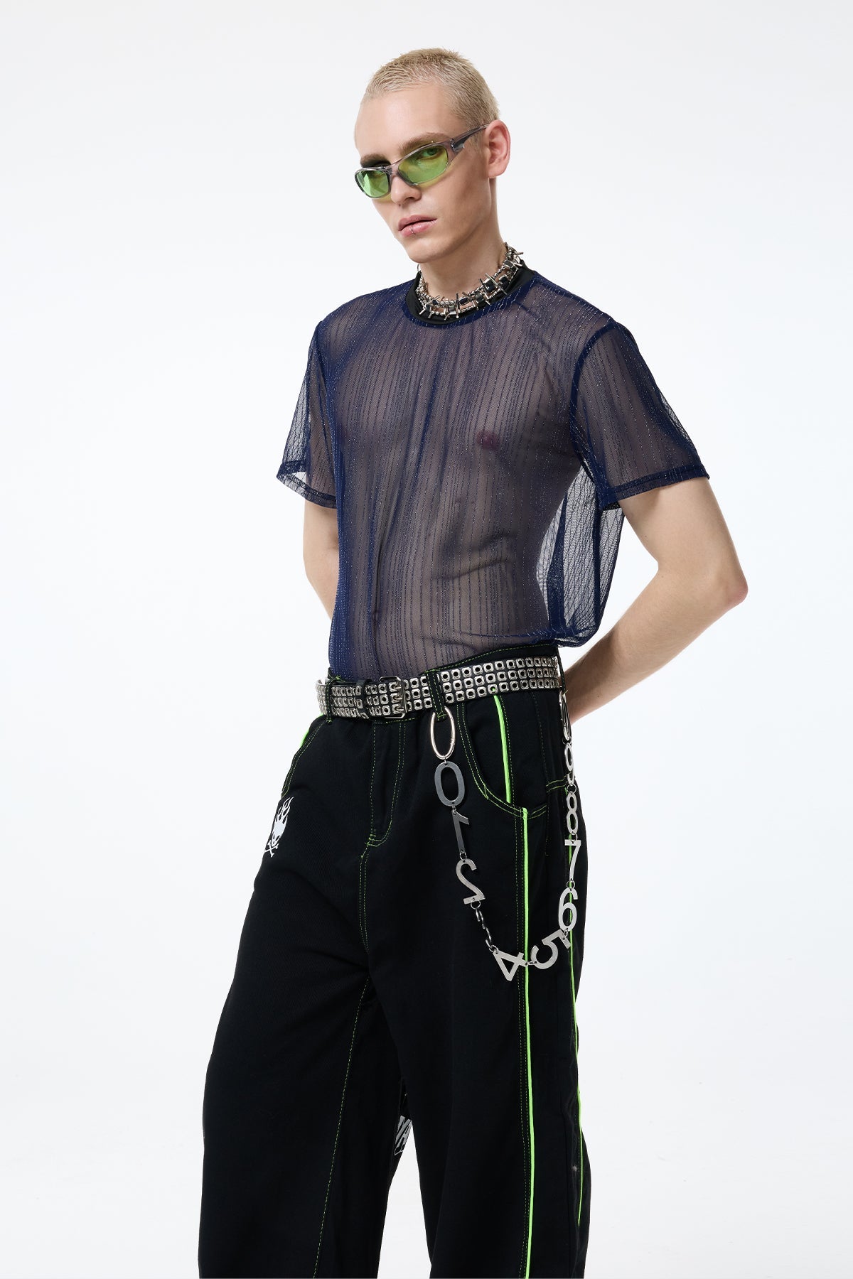 Glow Flow Mesh Top Blue