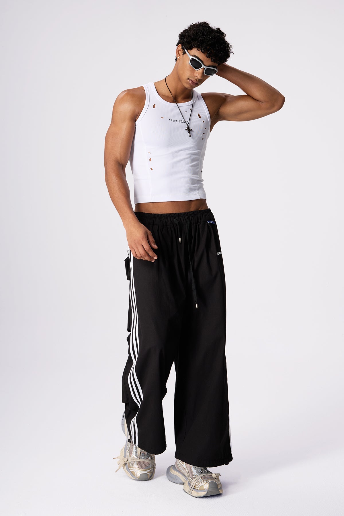 Grey Syntax Ripped Sleeveless Top White