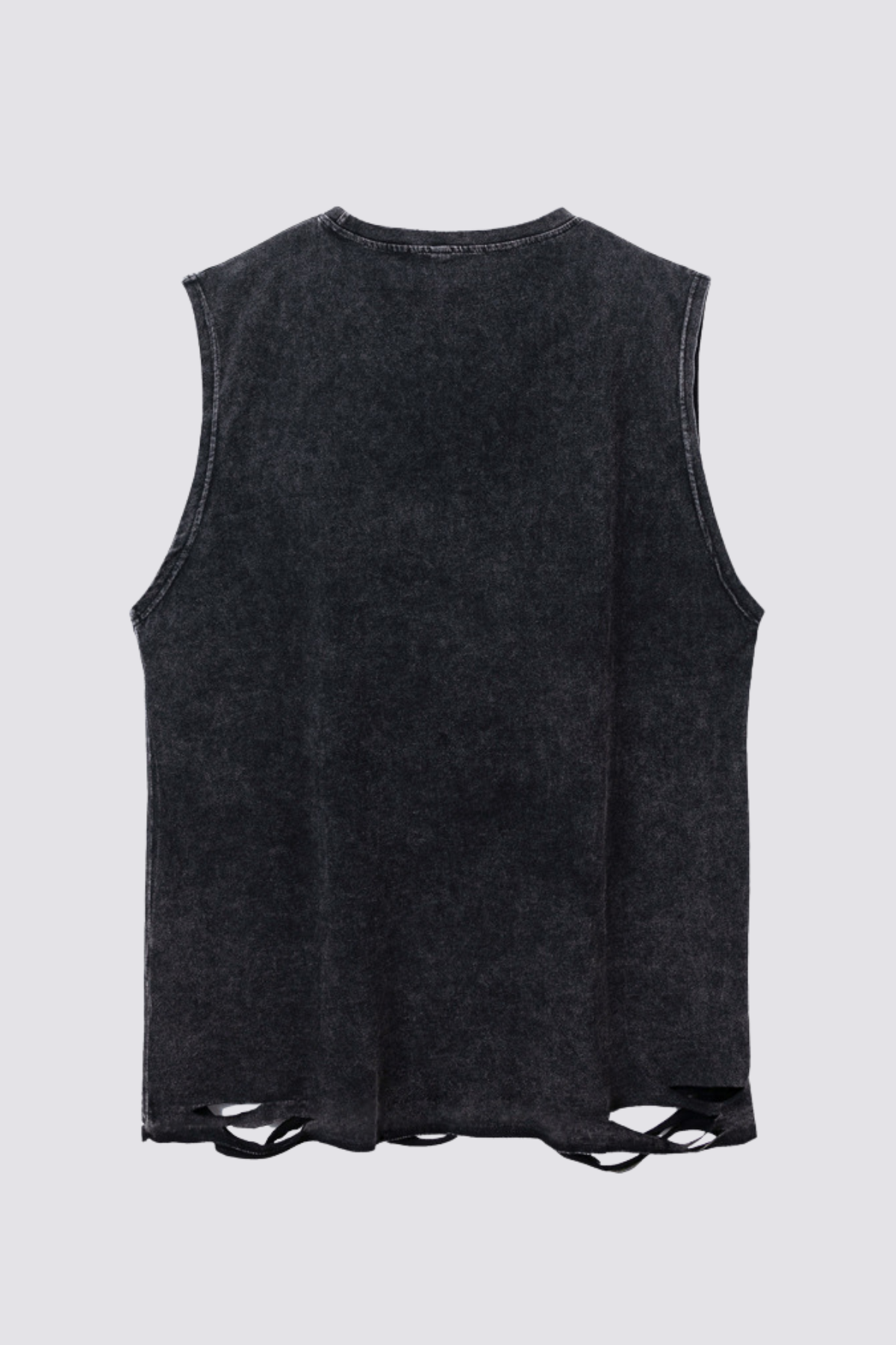Grid Whirl Print Ripped Sleeveless Top