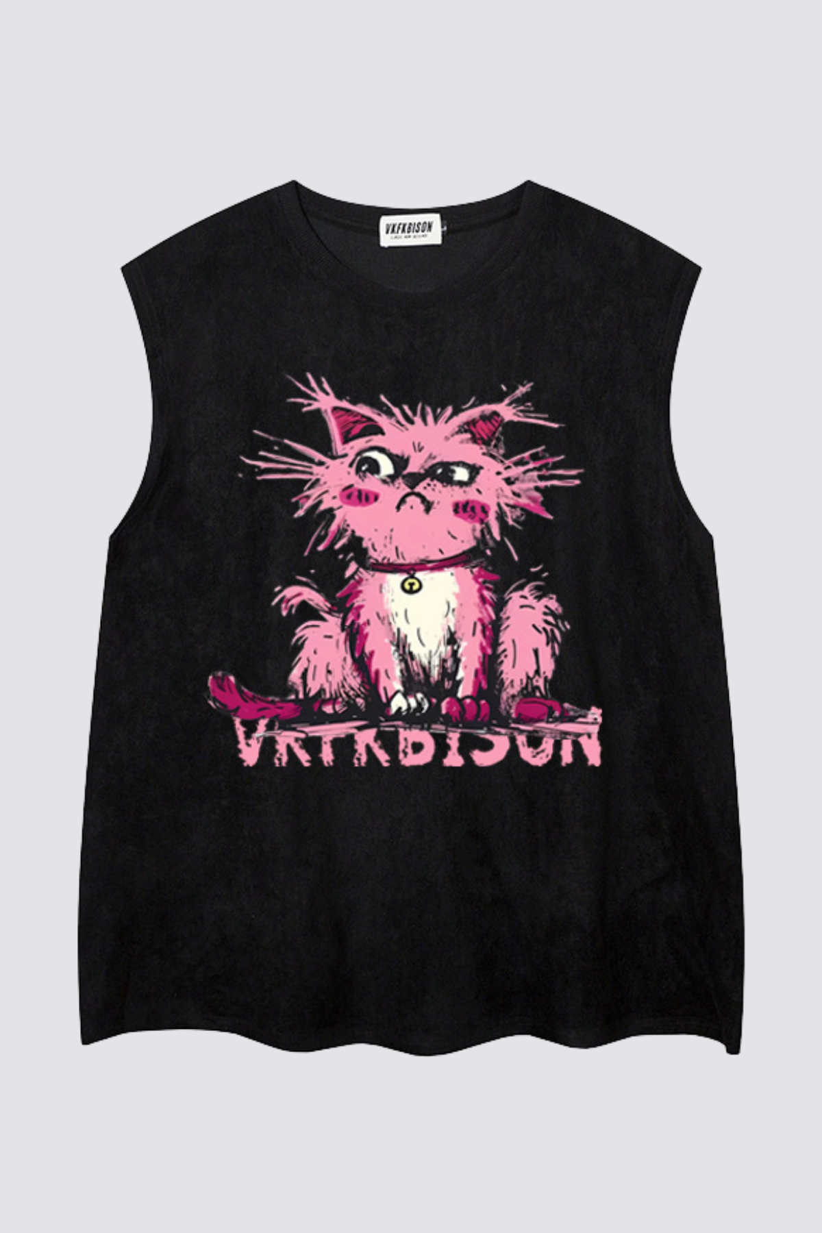 Hazy Fold Kitty Print Sleeveless Top