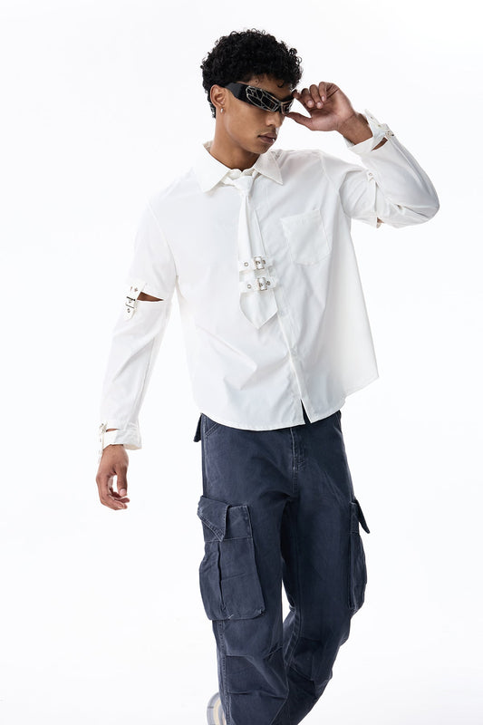 Ink Layer Long Sleeve Shirts White