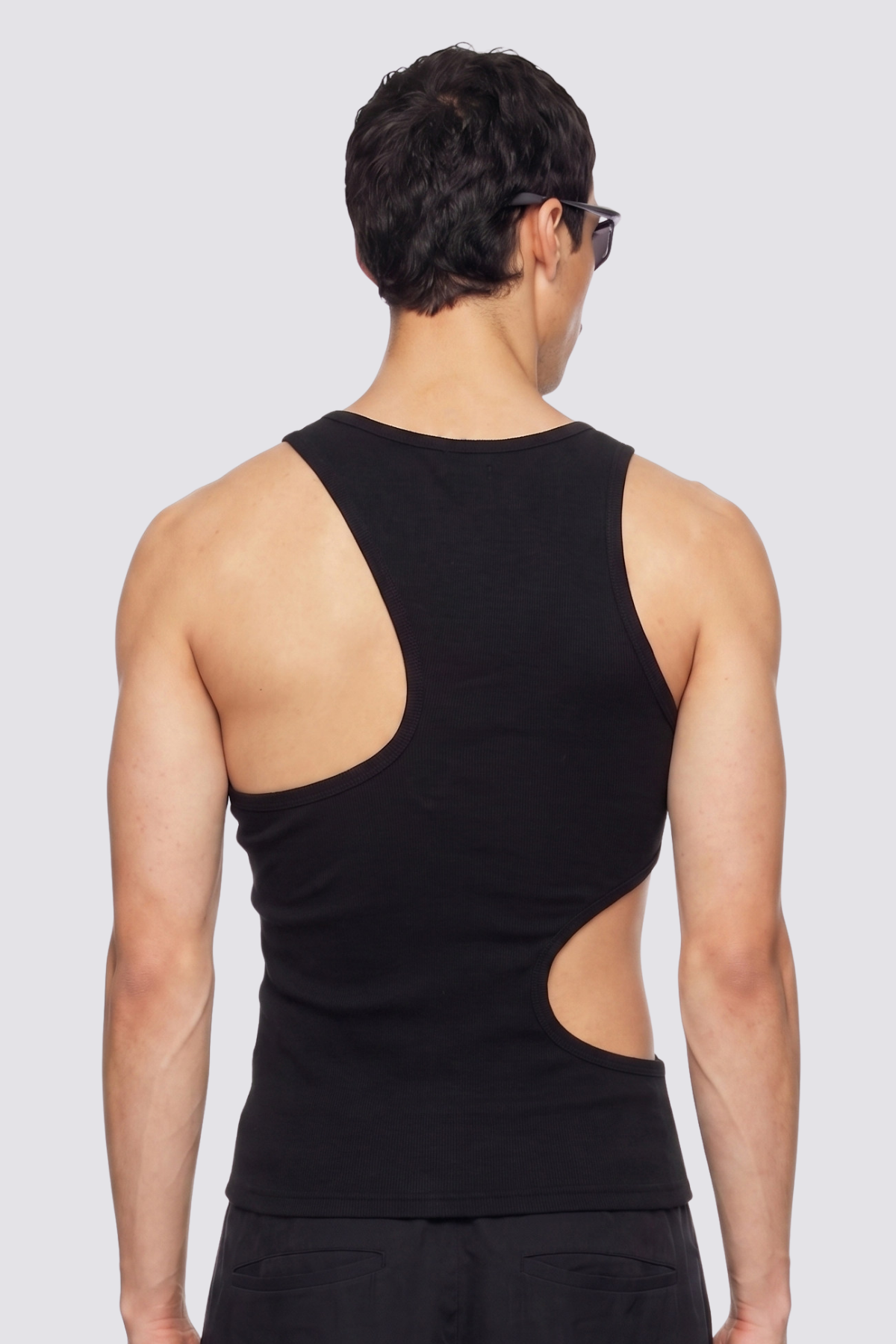 Iron Void Cutout Tank Top Black
