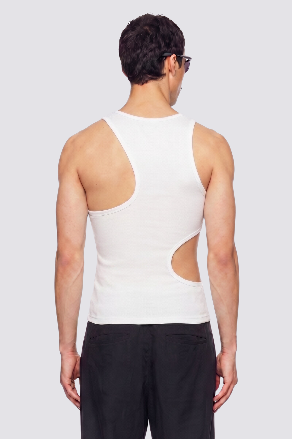 Iron Void Cutout Tank Top White