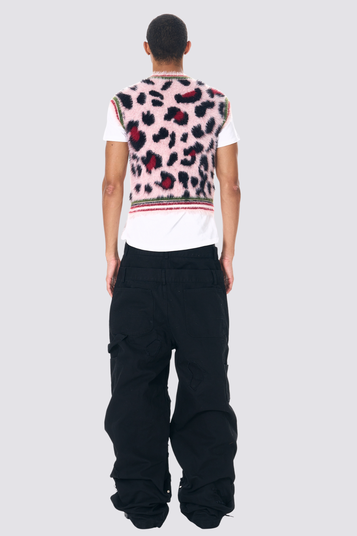 Knit Edge Leopard Fur Sleeveless Crop Top