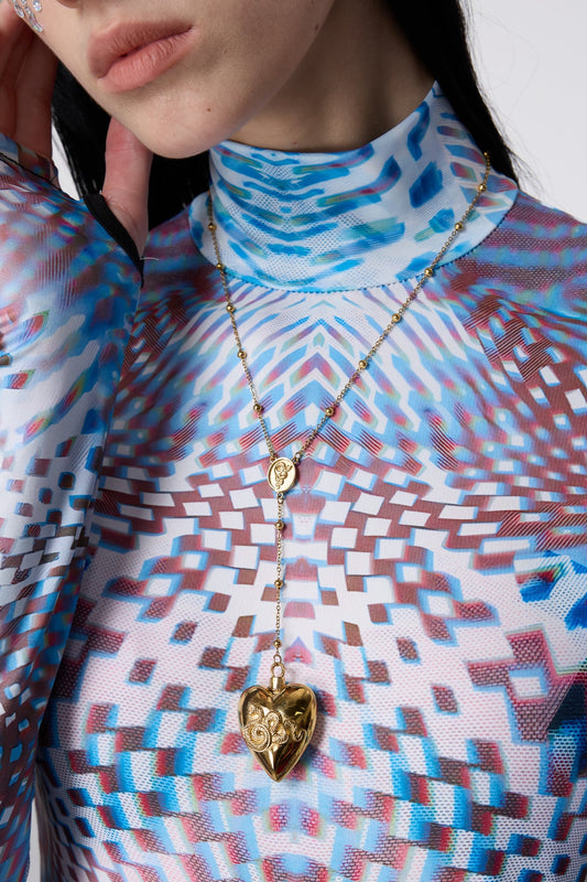 Knot Openable Heart Snake Necklace Gold