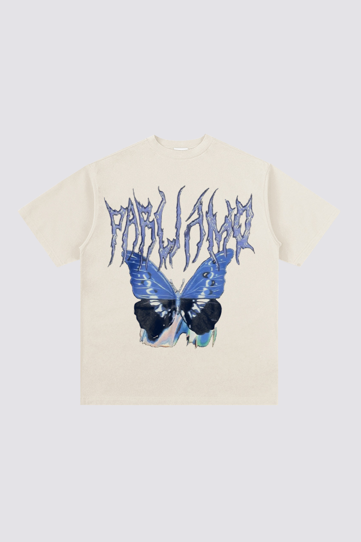 Light Signal Butterfly Print Top Beige