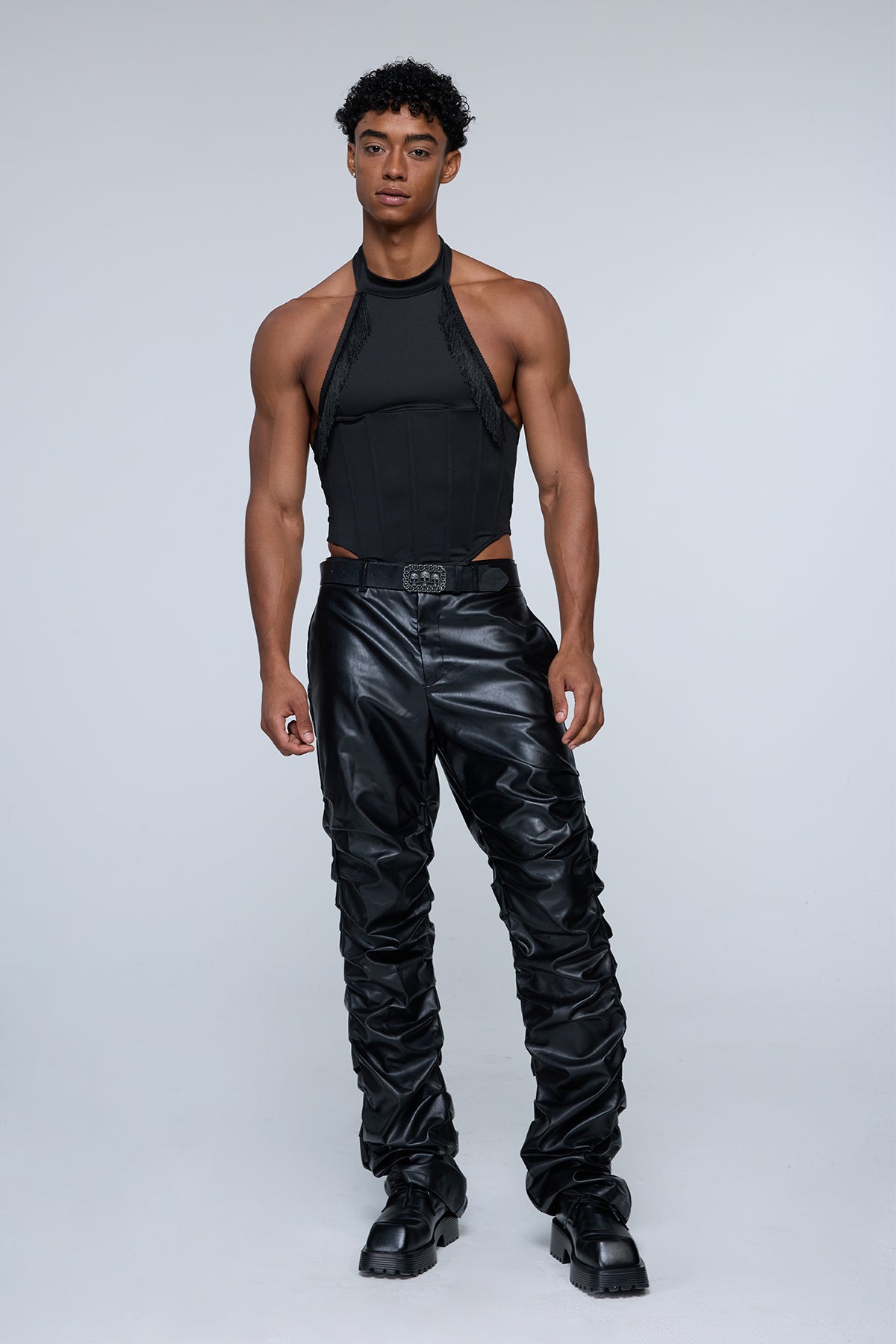 Mid Crop Halterneck Corset Top