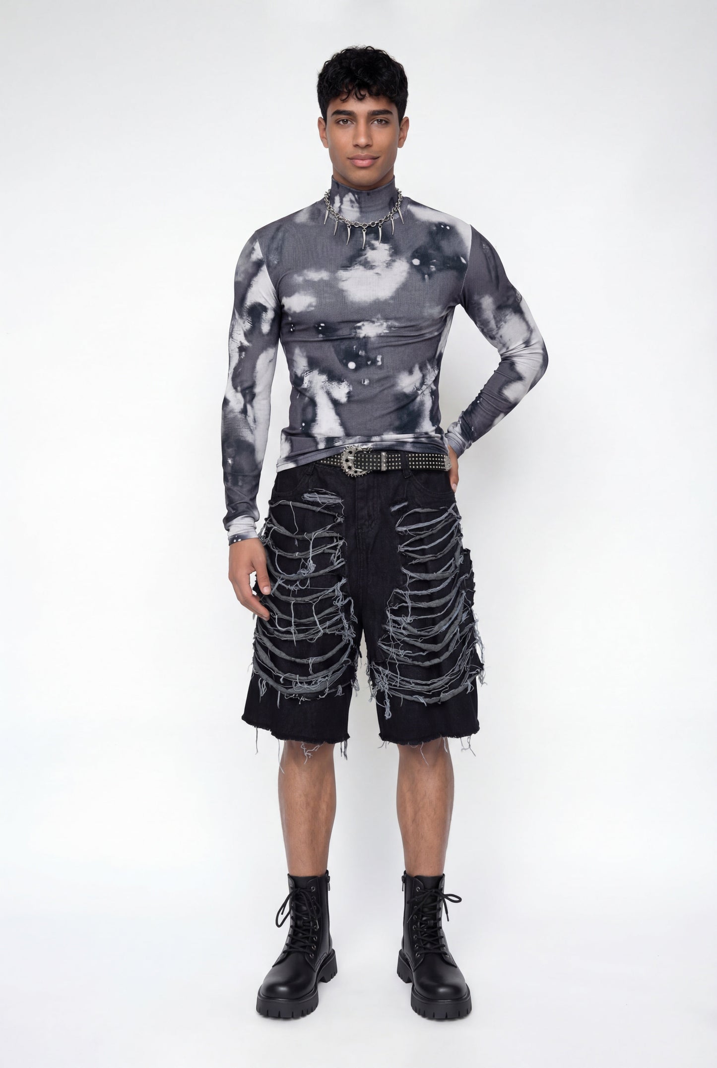 Mild Fold Print Long Sleeve Top