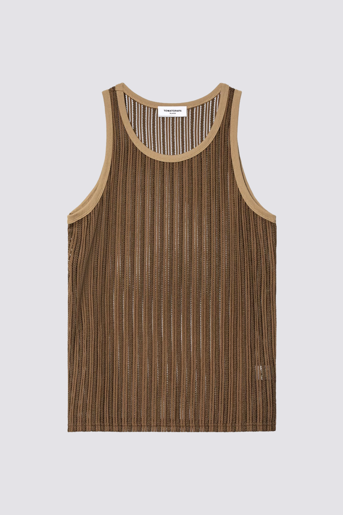Mild Tension Stripe Cutout Tank Top Brown
