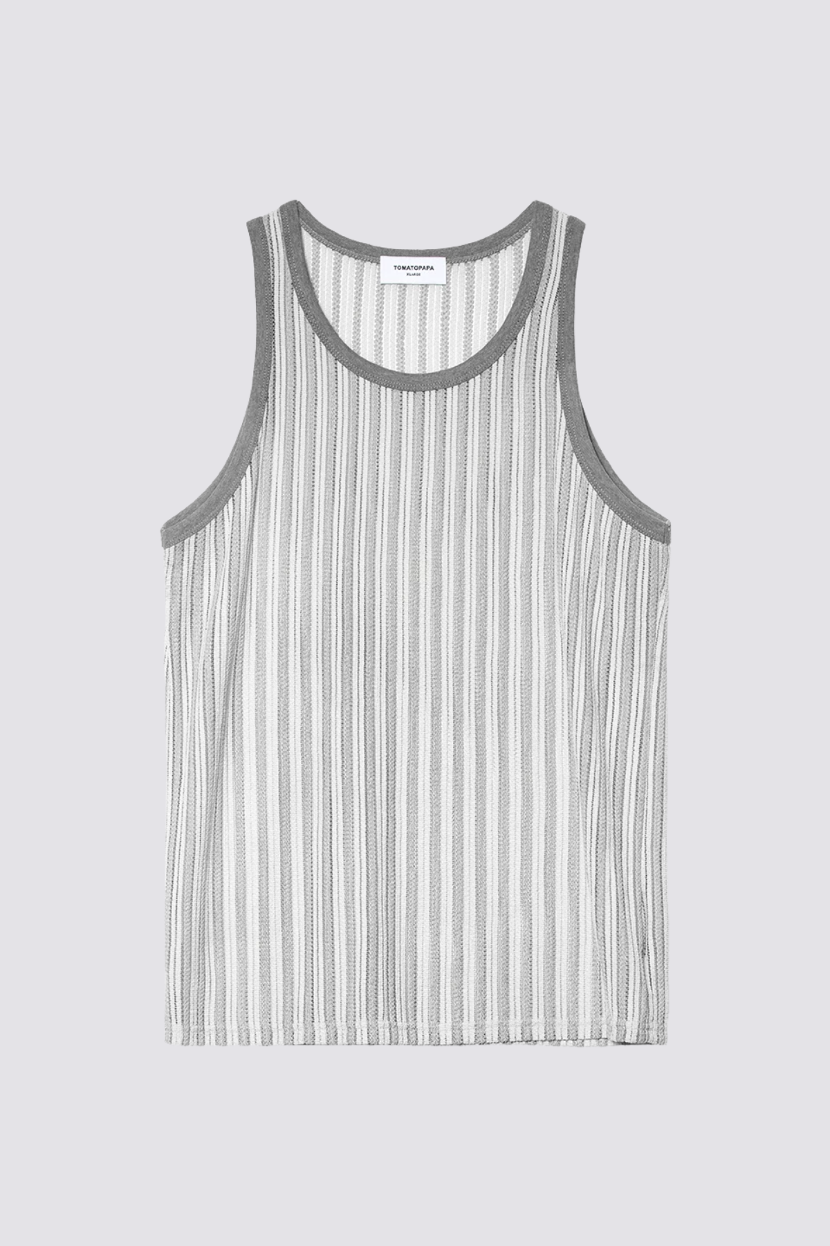 Mild Tension Stripe Cutout Tank Top Grey