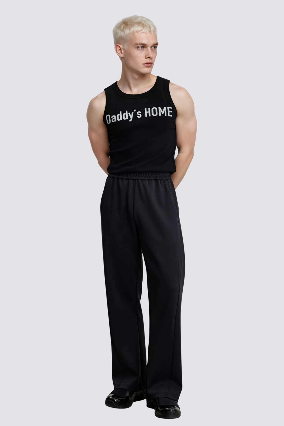 Muted Symbol Print Tank Top Black