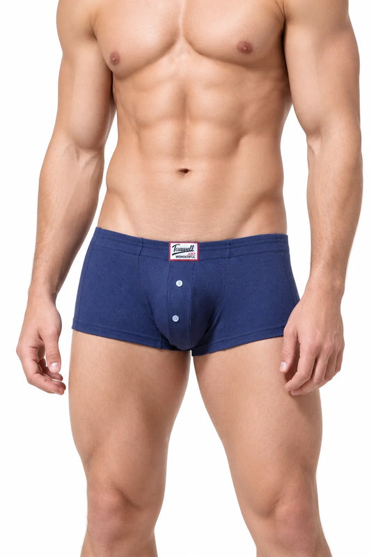 Men's Ribbed Boxer Briefs - Breathable Solid Color Underwear