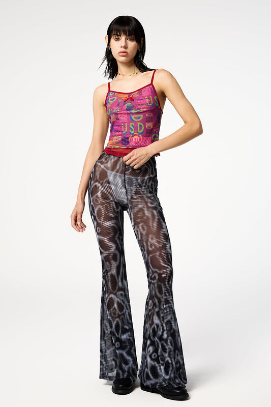 Neon Doll Y2K Mesh Printed Spaghetti Top