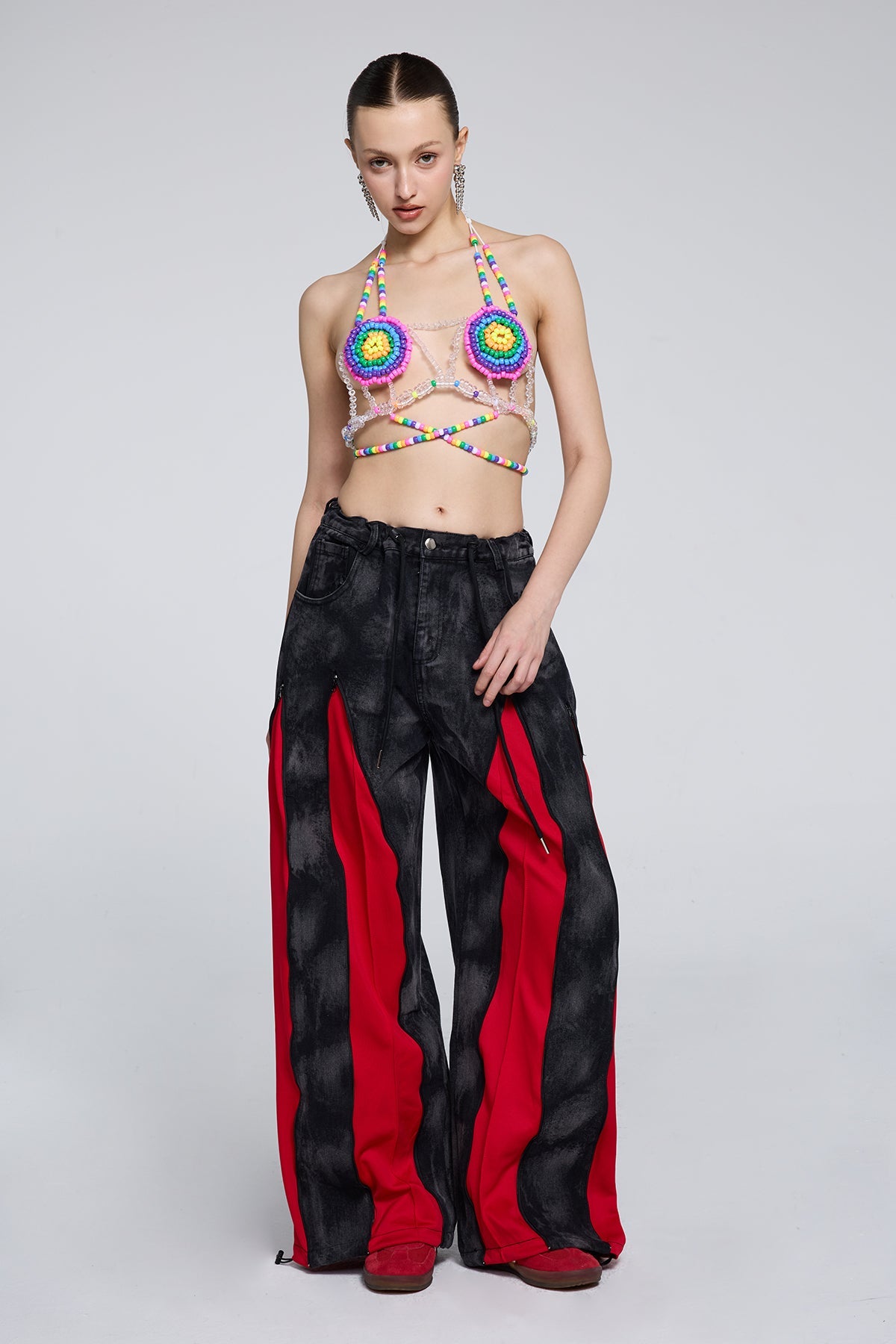Neon Flow Beaded Halter Neck Top