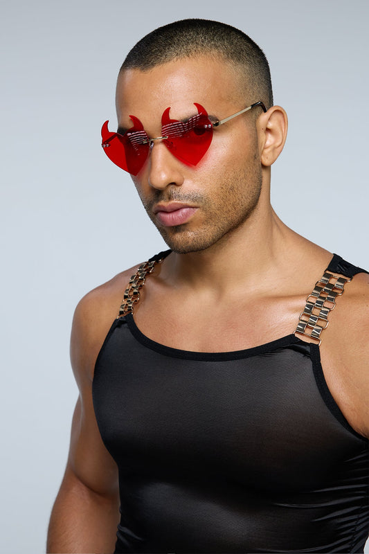 Neutral Shade Devil Sunglasses Red