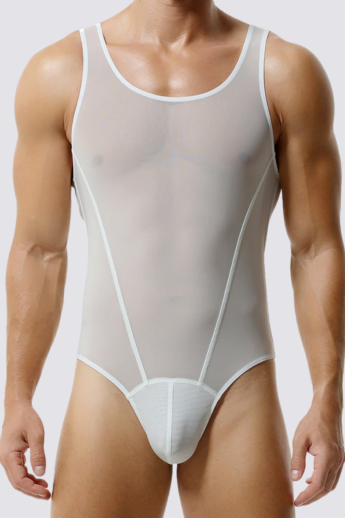 One Piece Mesh Bodysuit White