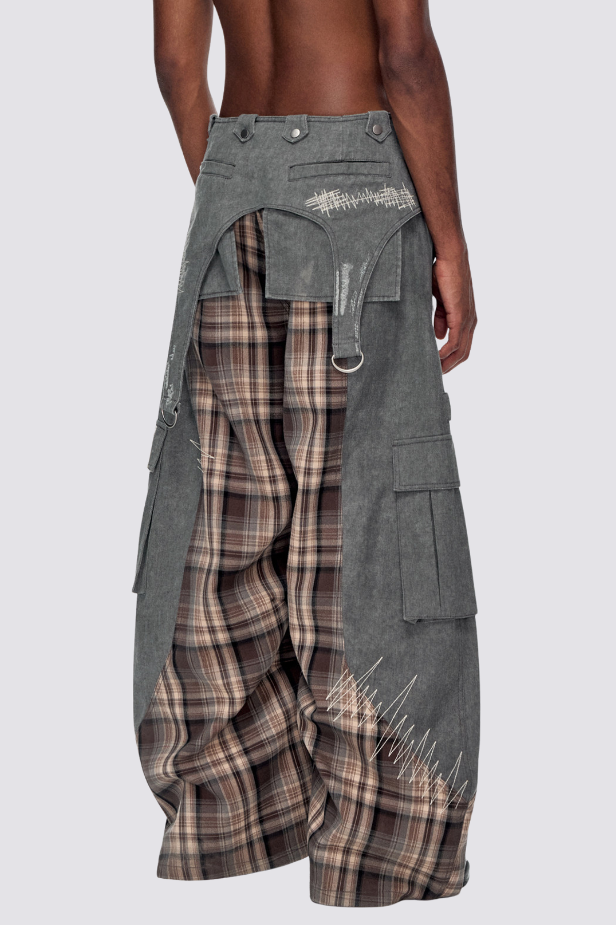 Plain Direction Plaid Barrel Pants