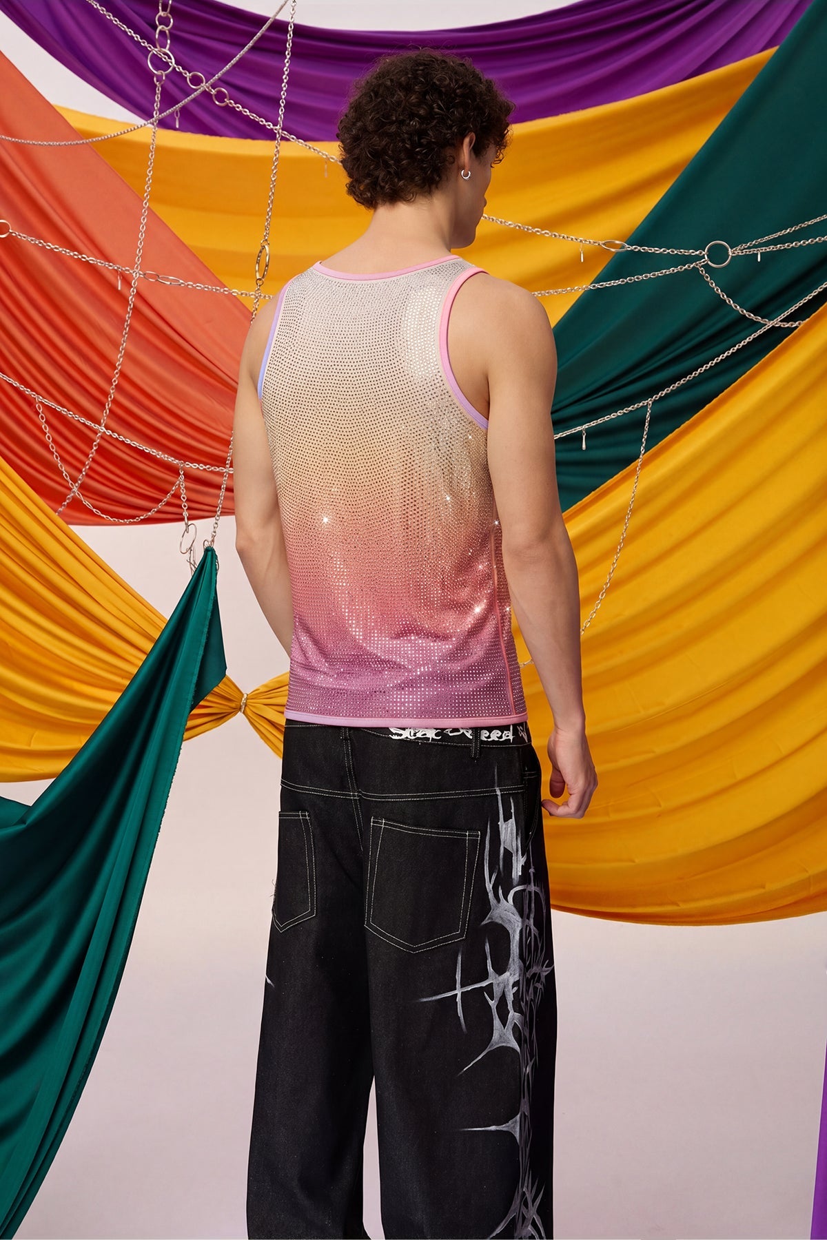 Prismatic Flash Rhinestone Tank Top
