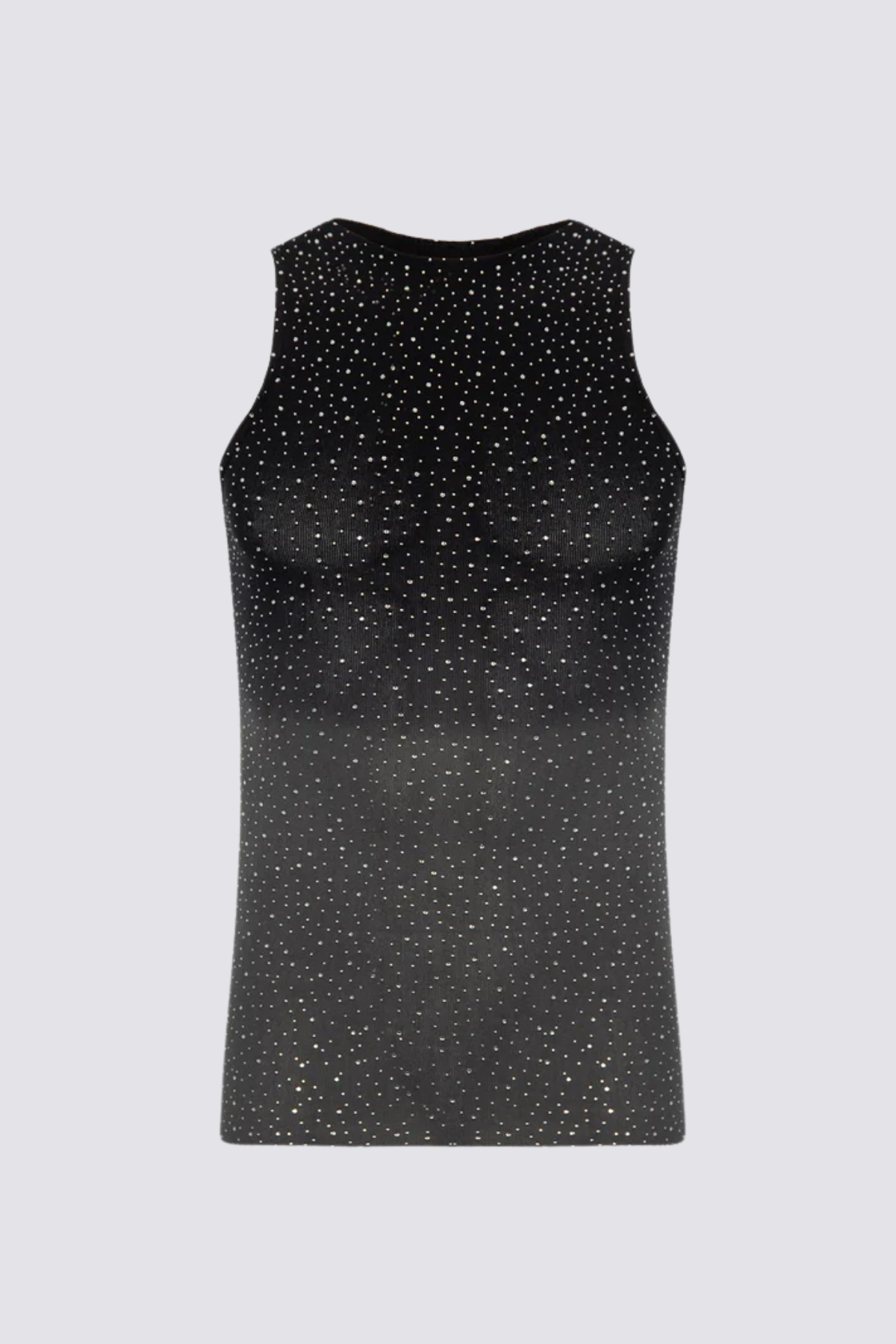 Prismatic Flash Rhinestone Tank Top Black