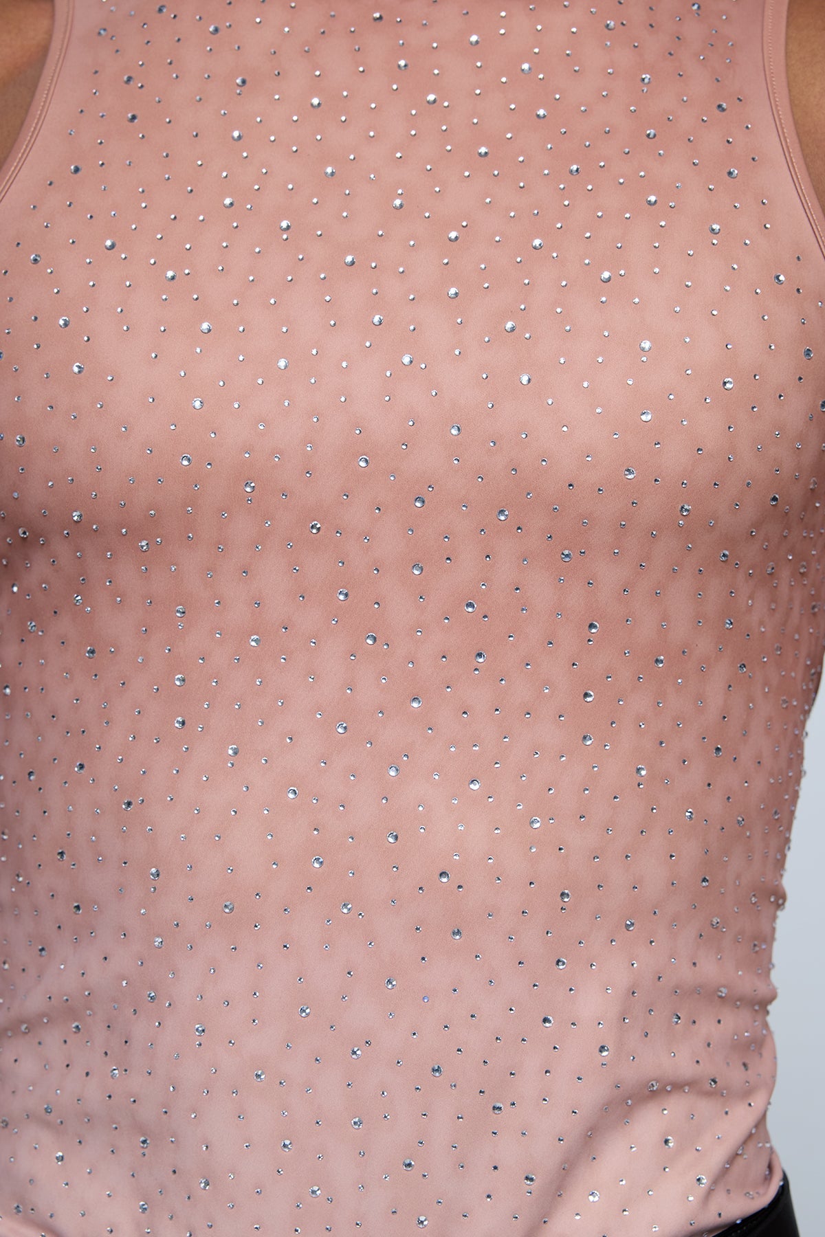 Prismatic Flash Rhinestone Tank Top Brown