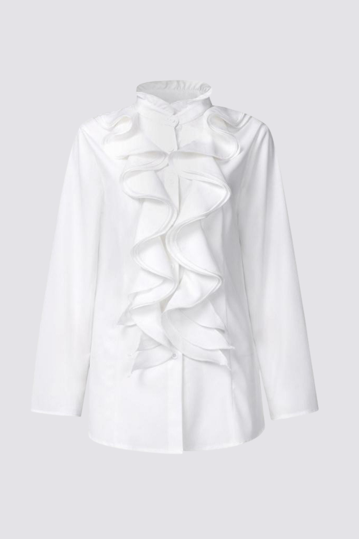 Pulse Palette Ruffle Long Sleeve Shirt White