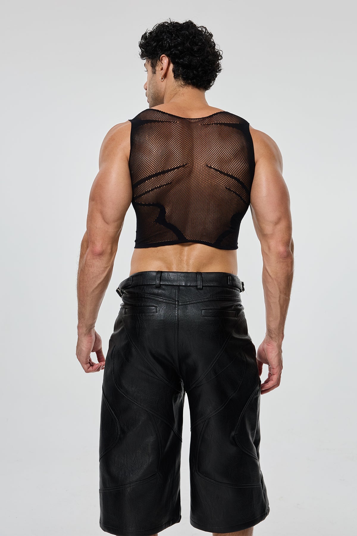 Pure Curve Sleeveless Mesh Crop Top