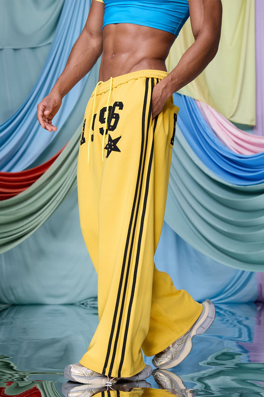 Rugged Taper Print Stripe Straight Pants