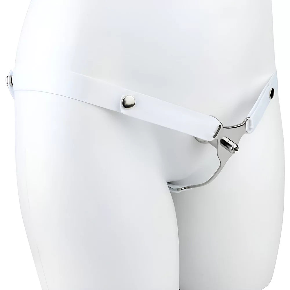 SISSY CHASTITY METAL INVERTED PATCHES THREE-WAY BELT