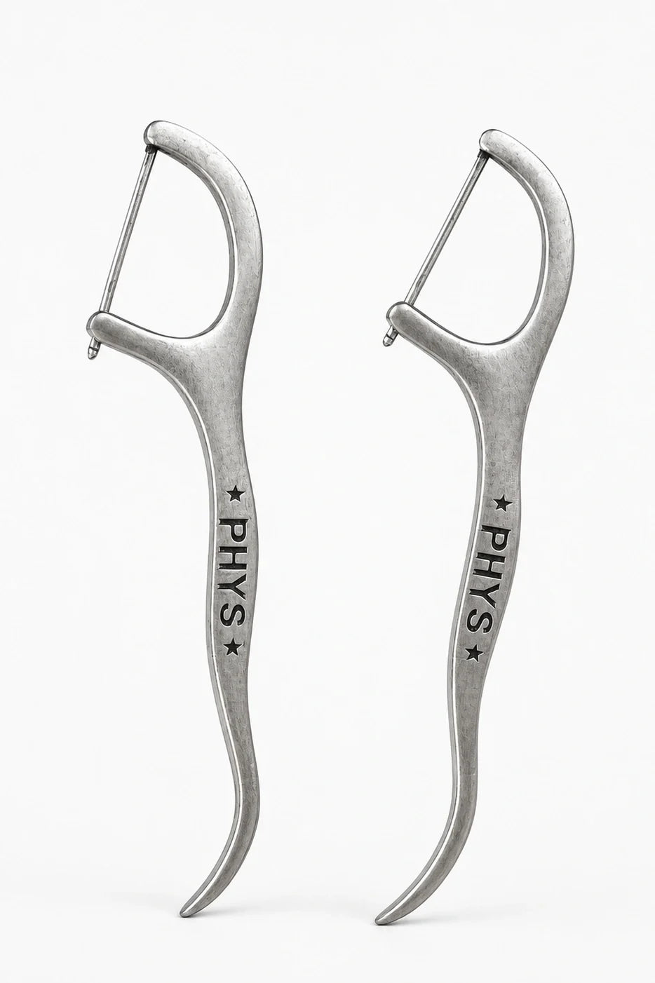 Industrial Stud Earrings – Floss-Shaped, Distressed Matte
