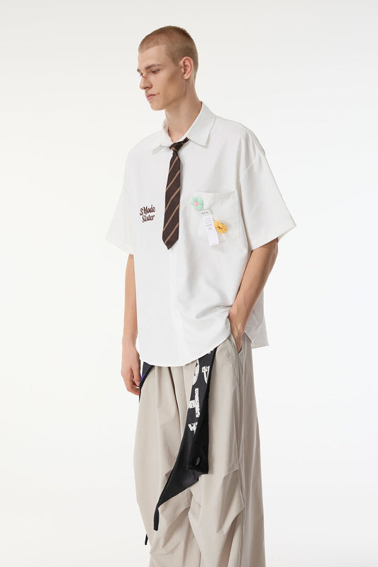 Sable Thread Embroidered Flower Shirts