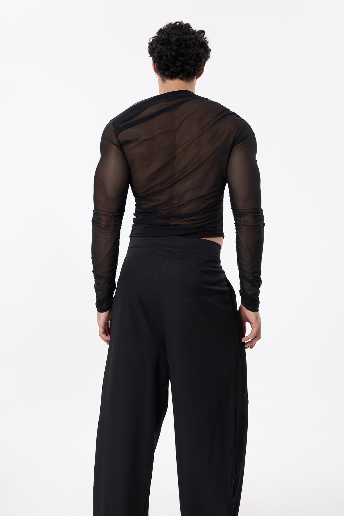 Shadow Drift Long Sleeve Ruched Mesh Top