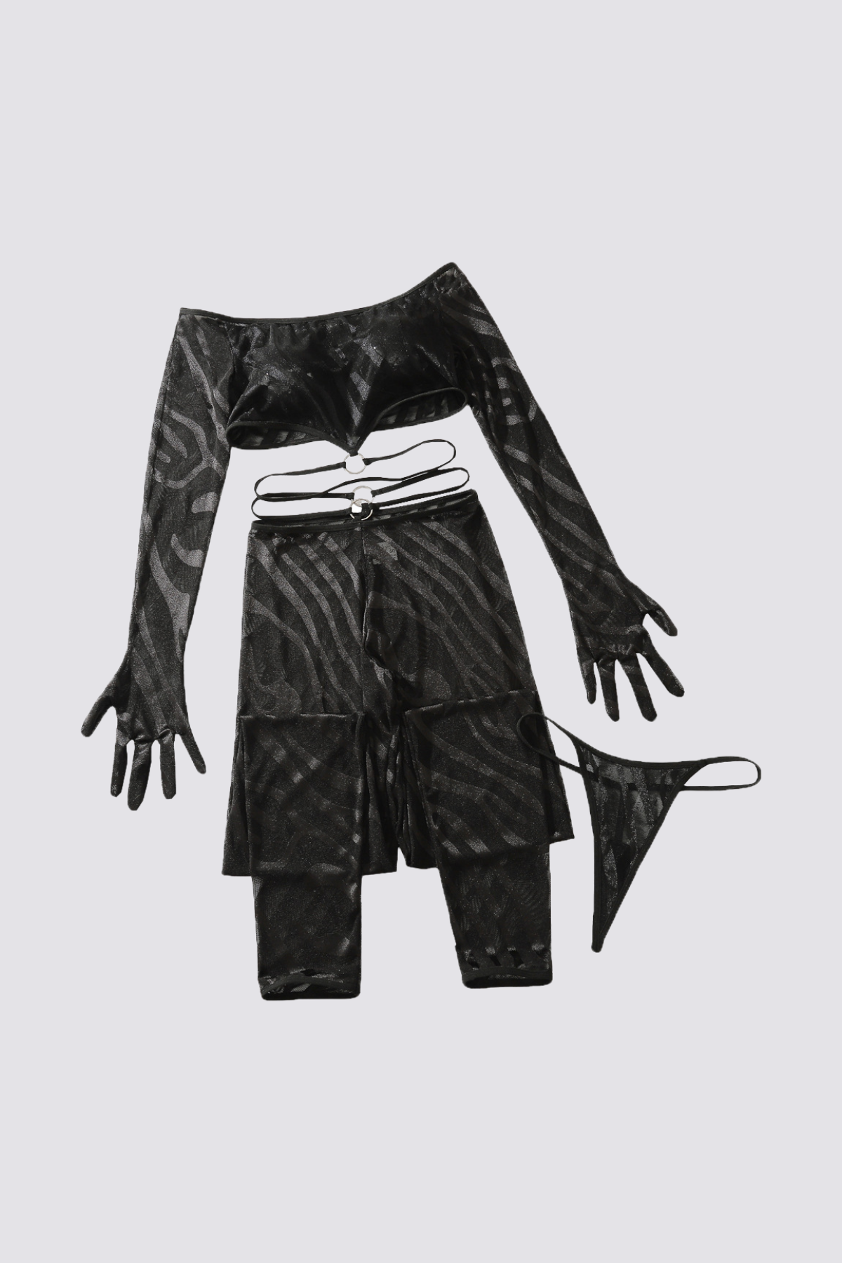 Silent Hybrid Mesh Off Shoulder Pants Set