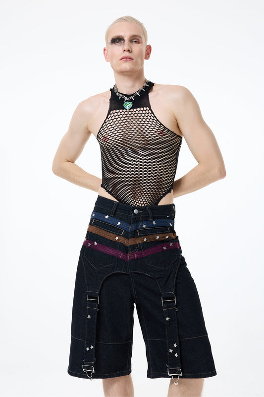 Silver Halo Fishnet Cutout Bodysuit