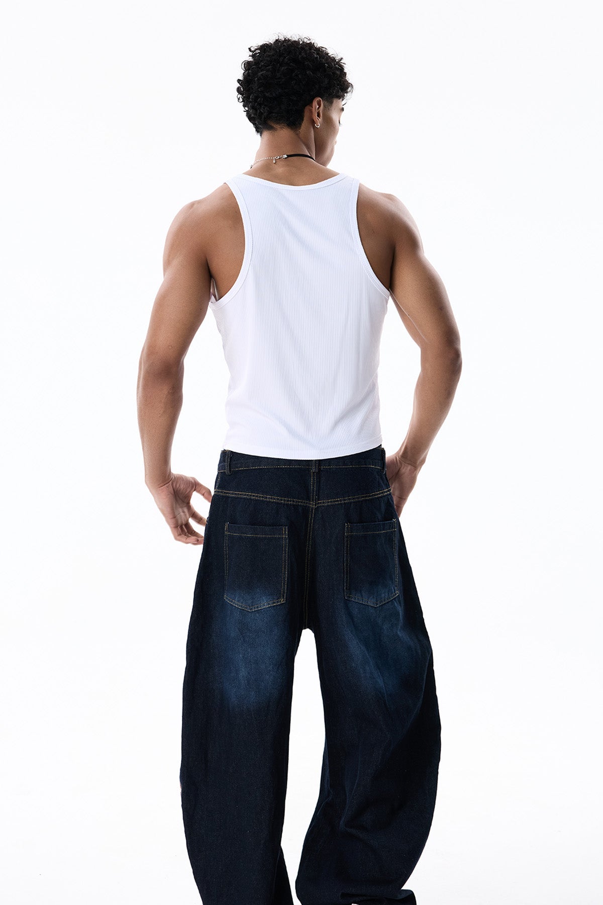 Smoky Sheet V Neck Top White
